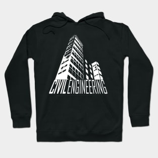 civil engineering, buildings, white text, and engineer logo Hoodie